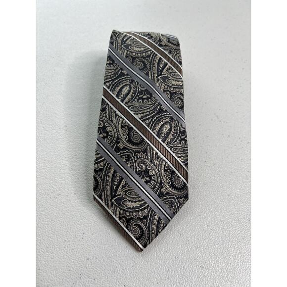 Pronto Uomo Couture Gold and Multicolor Paisley Pattern Handmade 100% Silk Tie - Picture 1 of 7